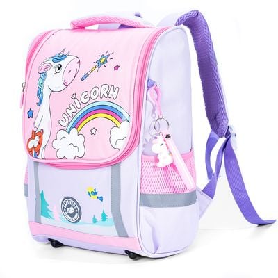 Eazy Kids School Bag Unicorn wt Trolley - Purple